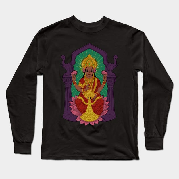 Hindu God - Lakshmi Long Sleeve T-Shirt by Modern Medieval Design